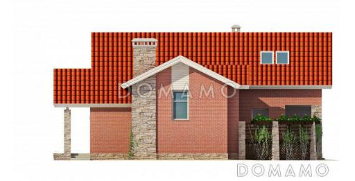 Одноэтажный дом с полукруглой террасой, просторной гостиной и кухней-столовой / Фасад 3