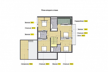 Проект энергоэффективного дома фахверк с гаражом на две машины / План 2 этажа