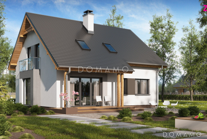 Проект классического мансардного дома из газобетона с кабинетом и большим техническим помещением