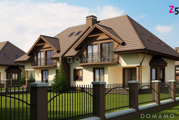 Проект двухэтажных домов-близнецов из газобетона с гаражом и чердаком