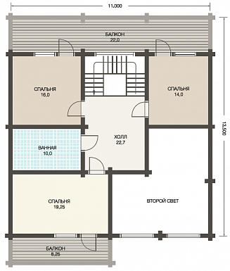 Проект коттеджа в скандинавском стиле из клееного бруса / План 2 этажа