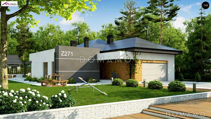 Проект просторного одноэтажного дома из кирпича с тремя спальнями и двухместным гаражом