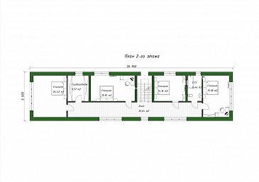 Проект двухэтажного дома из керамоблоков для узкого участка / План 2 этажа