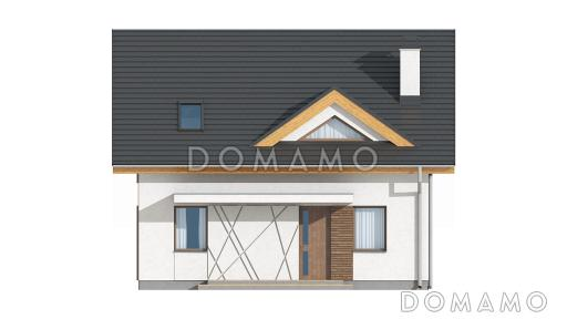 Проект небольшого одноэтажного дома из газобетона с тремя спальнями на мансардном этаже и балконом / Фасад 1