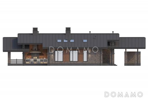 Проект дома с габаритной террасой-барбекю, мастер-спальней, просторной гардеробной / Фасад 4