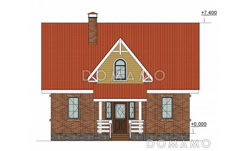 Проект одноэтажного дома с террасой на мансардном этаже / Фасад 2