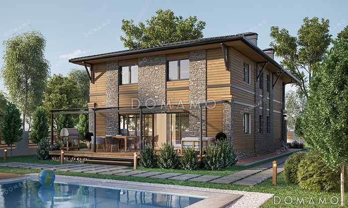 Проект дома для узкого участка с встроенным гаражом