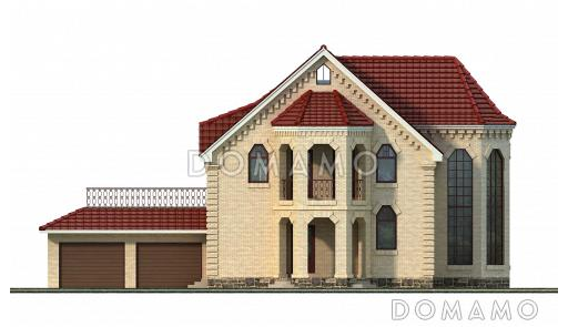 Проект большого коттеджа с зимним садом и гаражом / Фасад 1