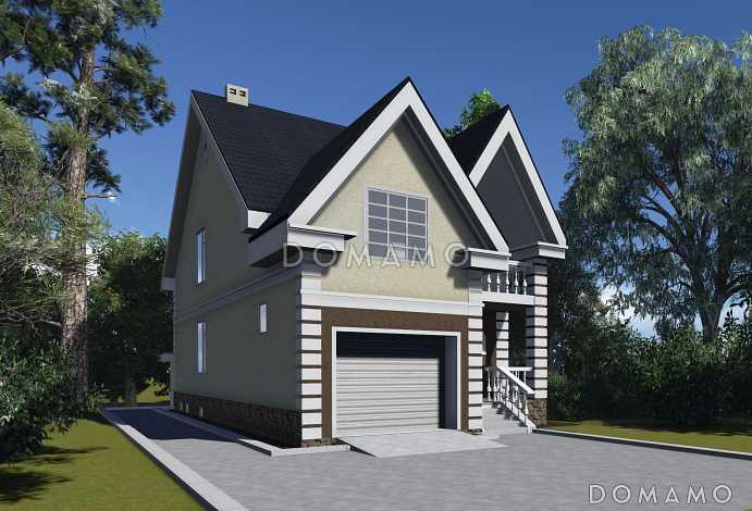 Проект одноэтажного дома с мансардным и цокольным этажами, с гаражом