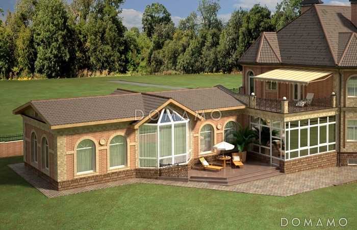 Одноэтажный пристроенный бассейн для круглогодичного использования 