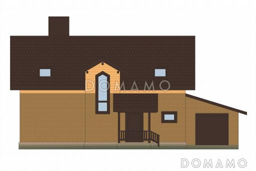 Проект дома из пеноблоков с эркером и гаражом для одной машины / Фасад 1