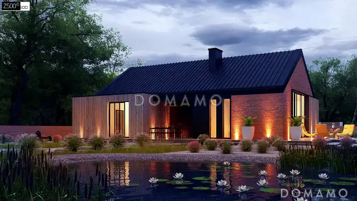 Проект дома из газобетона в стиле барнхаус с кабинетом, комнатой отдыха и увеличенной котельной