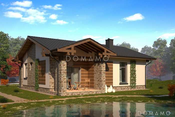 Проект небольшого одноэтажного дома с гардеробной и приватной террасой