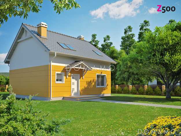 Проект одноэтажного мансардного дома из кирпича с кабинетом и балконом