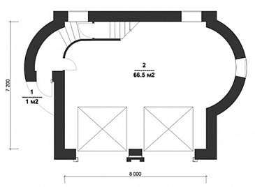 Проект гаража в классическом стиле для двух автомобилей / План 1 этажа
