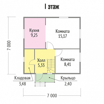 Проект простого дома из клееного бревна / План 1 этажа