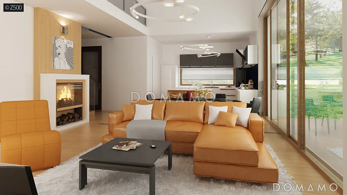 Проект дома из газобетона в стиле барнхаус с кабинетом, комнатой отдыха и увеличенной котельной