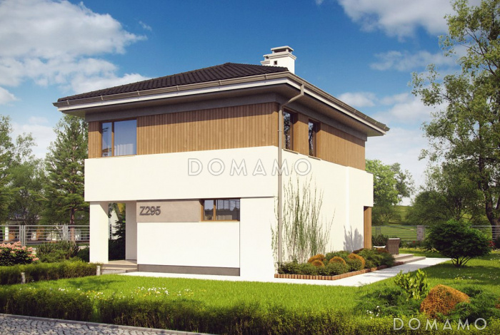 Проект двухэтажного загородного дома с подвалом, вытянутой кухней с кладовой, светлыми спальнями на втором этаже