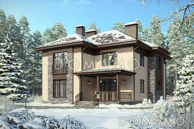 Проект дома с крытой террасой, кладовой под лестницей, гостевой на первом этаже, хозяйской спальней на втором этаже