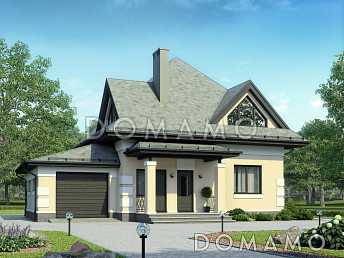 Проект дома из газобетона с мансардным окном