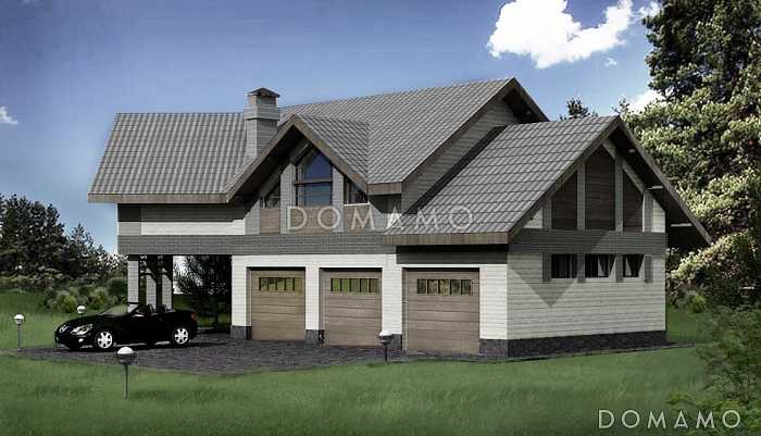 Проект гаража с мансардным жилым этажом