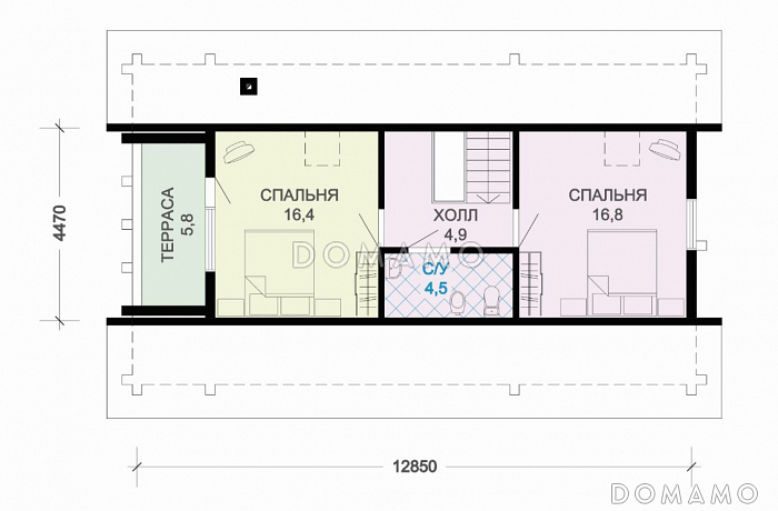 Проект деревянного дома с подвалом / План мансардного этажа