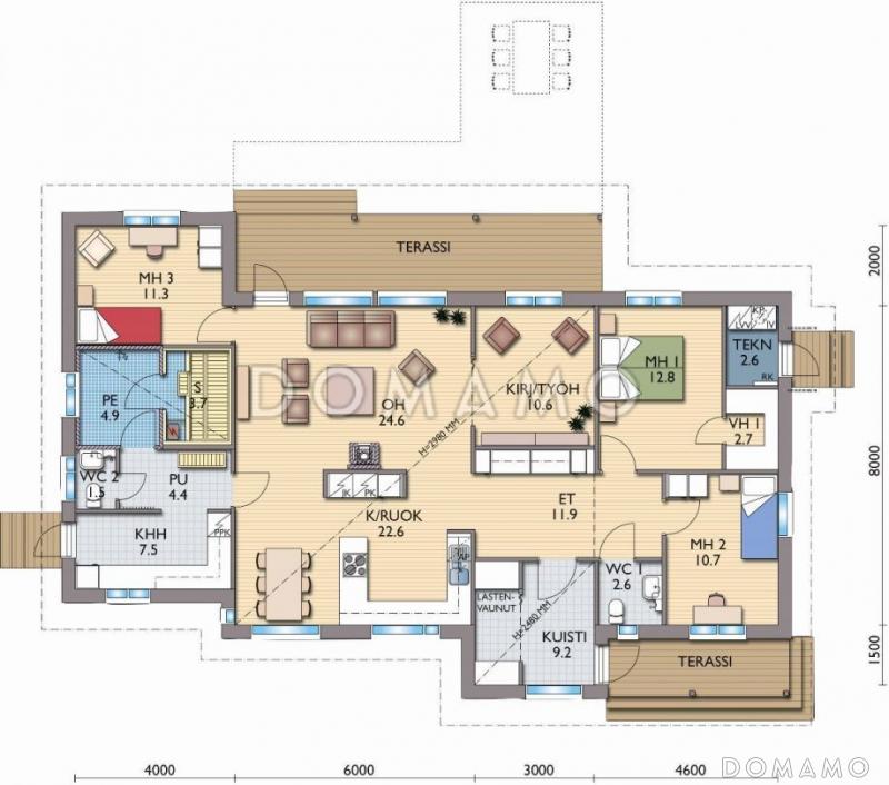 Проект дома с небольшой сауной / План 1 этажа