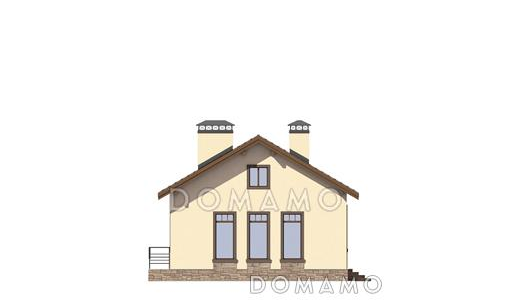 Проект дома по технологии ЛСТК с крыльцом со ступеньками, двумя спальнями, гостиной с кухней-столовой / Фасад 4