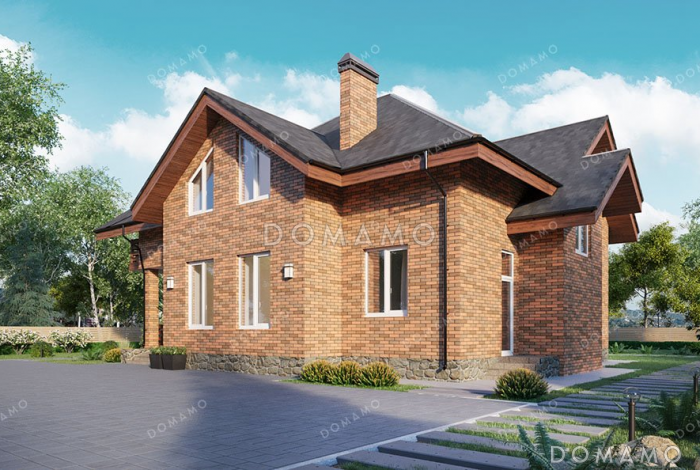 Проект одноэтажного дома с мансардой и просторной террасой