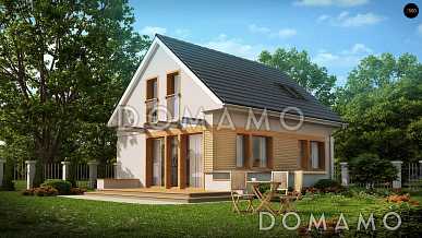 Проект компактного одноэтажного мансардного дома из газобетона с дополнительной спальней на первом этаже и тремя спальнями на мансарде