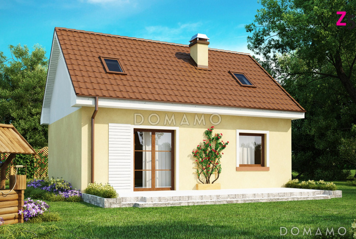 Проект одноэтажного мансардного дома из газобетона с четырьмя спальнями