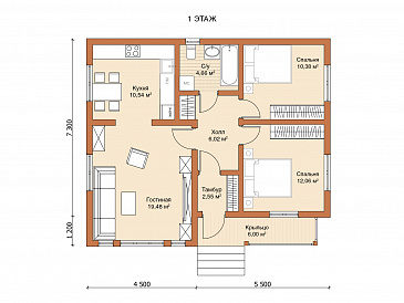 Каркасный дом "Местраль" / План 1 этажа