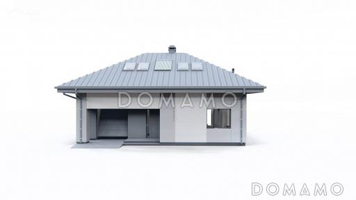 Проект загородного дома с мансардой, гаражом, просторной гостиной с камином, тремя спальнями на мансарде / Фасад 3