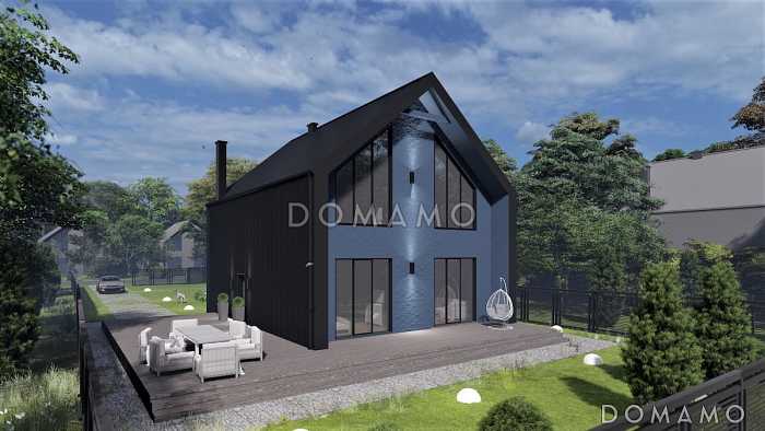 Проект двухэтажного дома в стиле барнхаус с 3 спальнями, большой гостиной и вторым светом