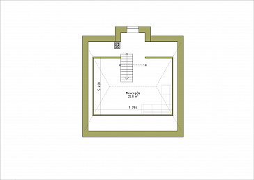 Проект классического коттеджа 10х10 с террасой из кирпича / План мансардного этажа