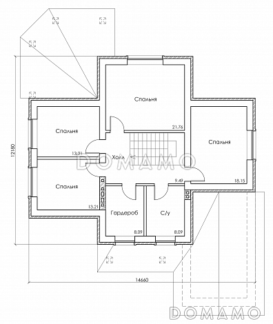 Проект красивого двухэтажного дома из СИП панелей c большим гаражом и террасой / План 2 этажа