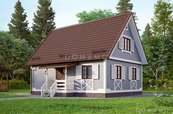 Проект малогабаритного каркасного дома с мансардой