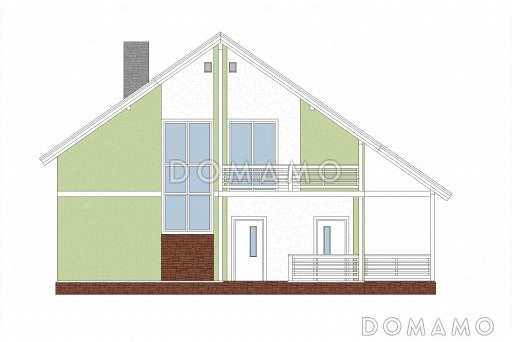 Проект кирпичного дома с угловой террасой / Фасад 3