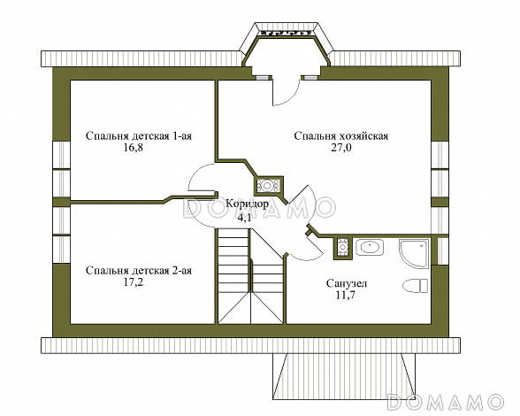 Проект газобетонного дома с мансардой в европейском стиле / План мансардного этажа