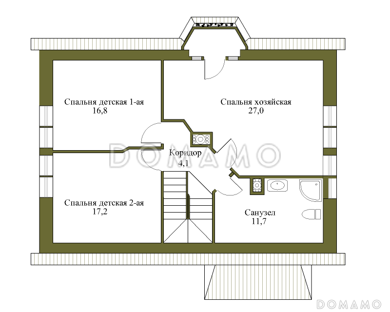 Проект газобетонного дома с мансардой в европейском стиле / План мансардного этажа