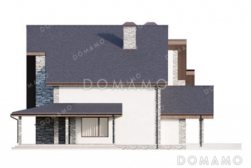 Проект двухэтажного дома с мансардой и гаражом / Фасад 2