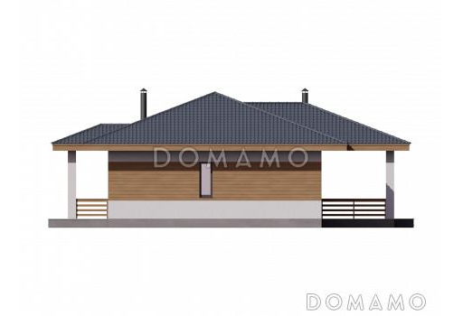 Проект одноэтажного дома из газобетона с мастер-спальней, кладовой и кабинетом / Фасад 4