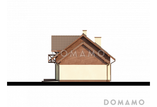 Проект одноэтажного мансардного дома из газобетона с гаражом и тремя спальнями / Фасад 4