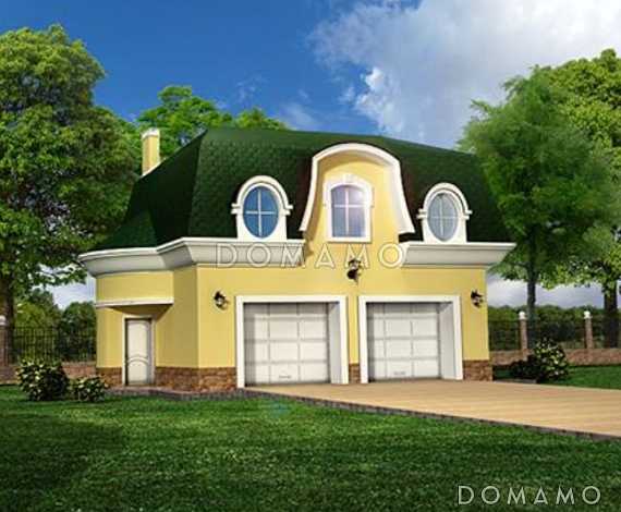 Проект гаража в классическом стиле для двух автомобилей