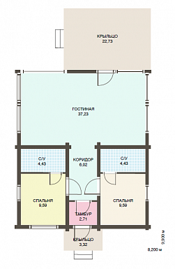 Проект одноэтажного дома из клееного бруса общей площадью 100 м. кв. / План 1 этажа