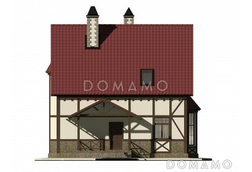 Проект практичного коттеджа в стиле фахверк / Фасад 1