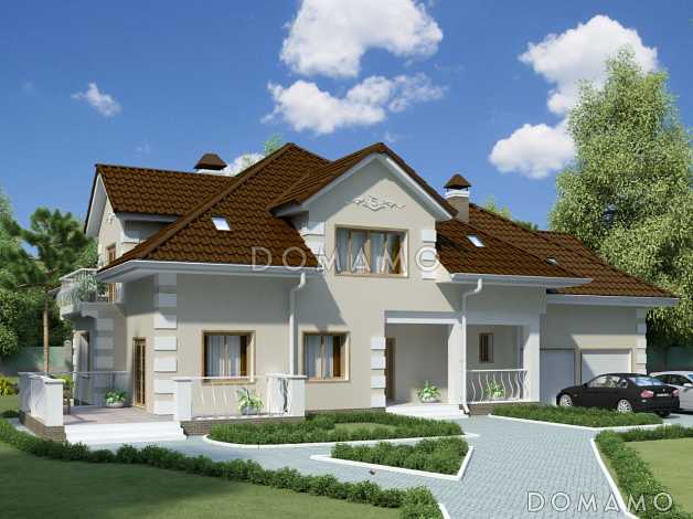 Проект загородного дома с лепниной на фасаде