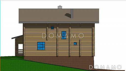Проект двухэтажного коттеджа из бруса с цоколем / Фасад 3