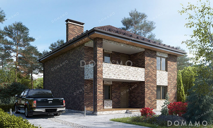 Проект двухэтажного дома с балконом