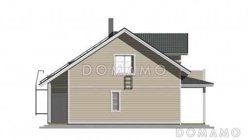 Проект каркасного дома с мансардой и небольшим балконом / Фасад 2